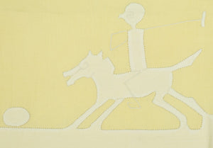 "Vintage Linen c1930s Embroidered Tablecloth w/ Polo Player Border"
