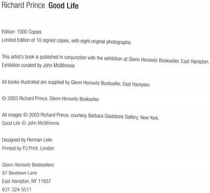 "Richard Prince Good Life" 2003 MCWHINNIE, John