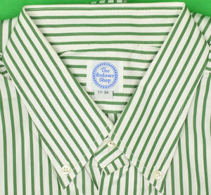 The Andover Shop Green Bengal Stripe Dress Shirt Sz: 17-36