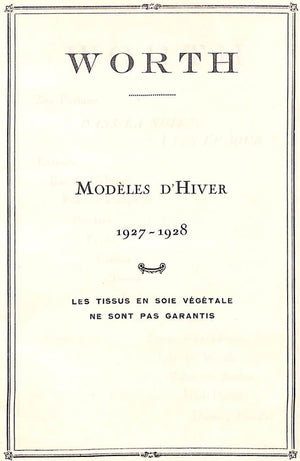 "Worth: Modeles d'Hiver 1927-1928" (SOLD)