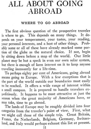 "All About Going Abroad: With Maps and a Handy Travel Diary" 1927 FRANCK, Harry A.