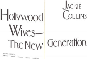 "Hollywood Wives The New Generation" 2001 COLLINS, Jackie (SOLD)
