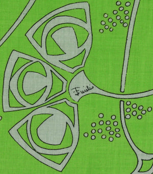 "Emilio Pucci Abstract Lime Print Cotton Scarf"