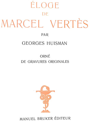 "Eloge De Marcel Vertès" 1951 HUISMAN, Georges