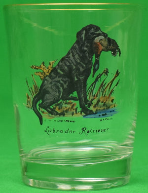 "Set x 15 Labrador Retriever/ Duck Hunting Hand-Painted Carwin Cocktail Glasses"