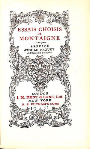"Essais Choisis De Montaigne" 1911