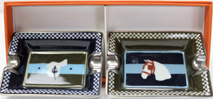 "Set x Two Hermes Couvertures Nouvelles Equestrian Mini-Ashtrays" (New in 'H' Box) (SOLD)