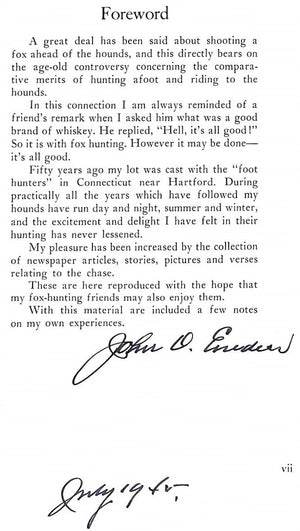 "A Fox Hunter's Scrapbook" 1945 ENDERS, John O.