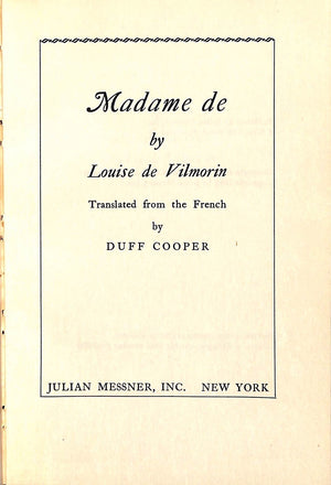 "Madame De" 1954 VILMORIN, Louise de