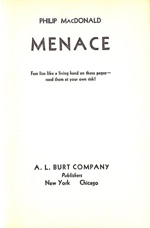 "Menace" 1933 MACDONALD, Philip