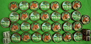 "Fox-Hunt Silk Needlepoint Backgammon Board w/ (30) Checkers" (SOLD)