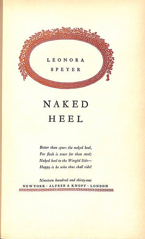 "Naked Heel" SPEYER, Leonora (INSCRIBED)