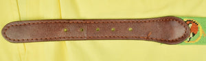 "Smathers & Branson Green Needlepoint Fox-Hunter Belt" Sz: 34 (SOLD)