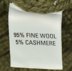 "J. Press Olive 95% Wool/ 5% Cashmere Irish Cable Crew Neck Sweater" Sz: L (SOLD)