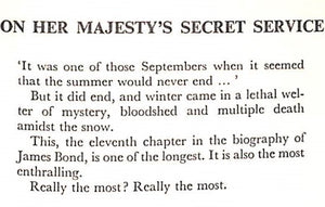"On Her Majesty's Secret Service" 1963 FLEMING, Ian