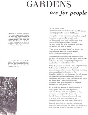 "Gardens Are For People: How To Plan For Outdoor Living" 1955 CHURCH, Thomas D. (SOLD)