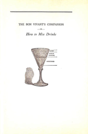 "The Bon Viviant's Companion Or How To Mix Drinks" 1929 THOMAS, Professor Jerry