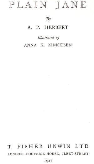 "Plain Jane" 1927 HERBERT, A.P.