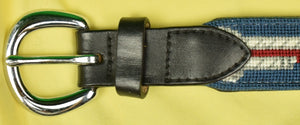 "Hand-Needlepoint Yachtsman's Belt w/ Robe Twist & Whale Motif" Sz: 34"W (SOLD)