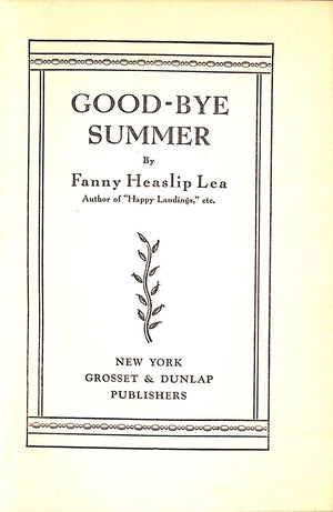 "Good-Bye Summer" 1931 LEA, Fanny Heaslip