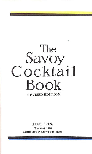 "The Savoy Cocktail Book" 1976 CRADDOCK, Harry (SOLD)
