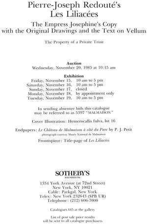 "Pierre-Joseph Redoute's Liliacees" 1985 Sotheby's