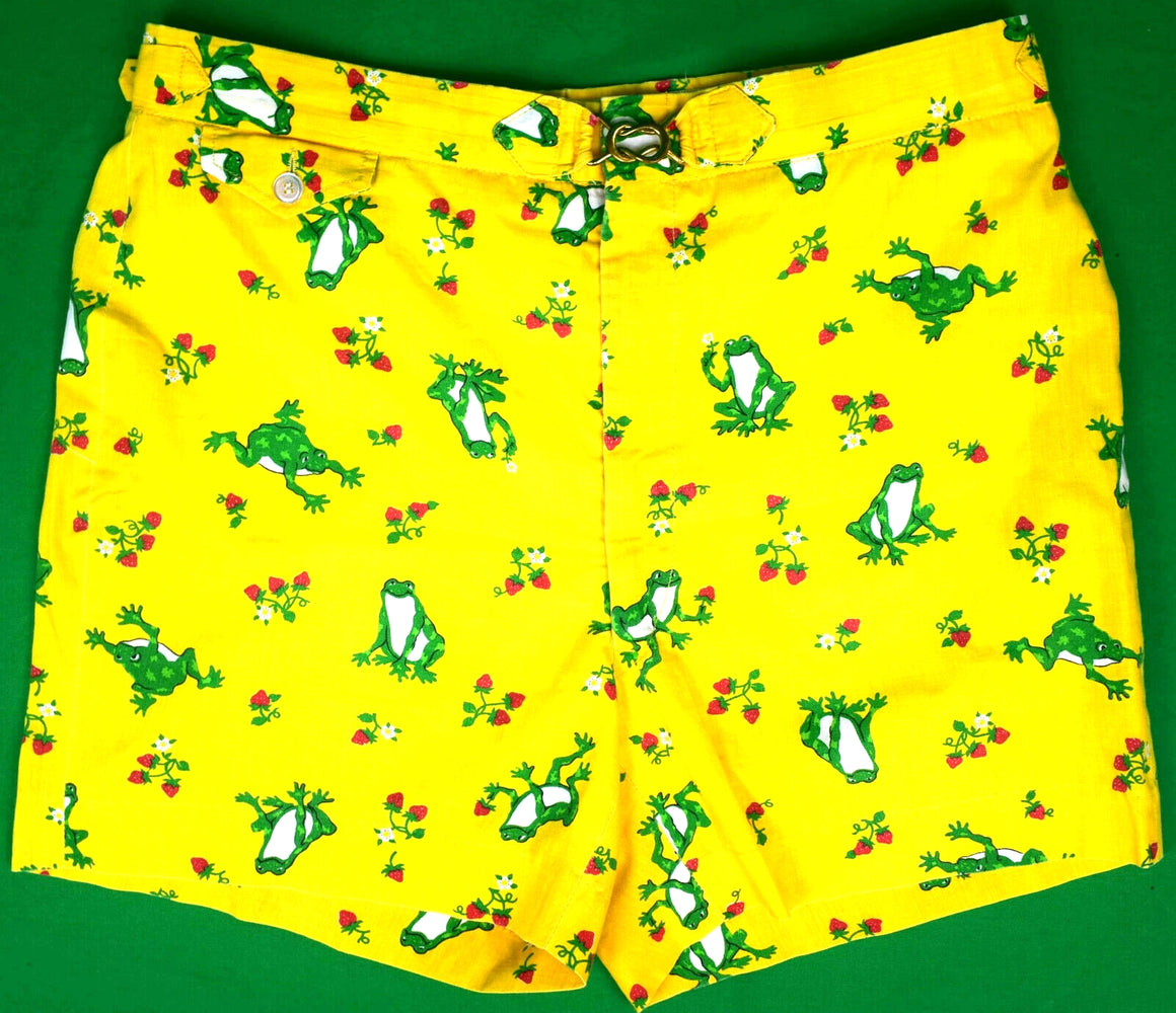 Chipp Yellow Swim Trunks w/ Green Frog/ Strawberry Print Sz 35