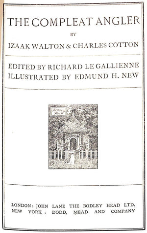 "The Compleat Angler or The Contemplative Man's Recreation" WALTON, Isaak & COTTON, Charles