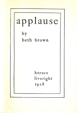 "Applause" 1928 BROWN, Beth