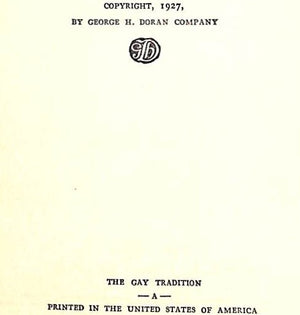 "The Gay Tradition" 1927 VENNER, Norman