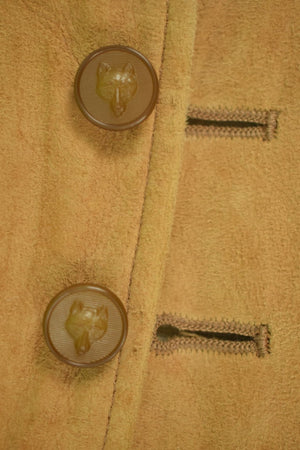 'Louis English Suede Waistcoat w/ Fox-Mask Buttons' Sz: 38" Sm