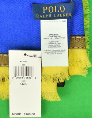 "Polo Ralph Lauren Wool Crepe Shawl Scarf w/ Horse Head Motif" (New w/ RL Tag)