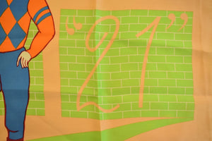 The "21" Club Lime & Peach Silk Scarf w/ Jockey Logo XXVI