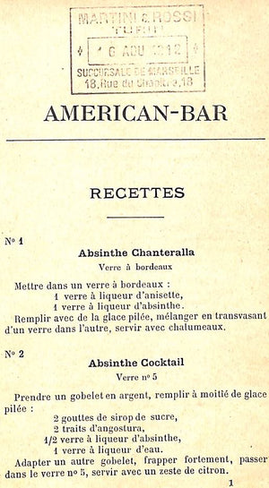 "American-Bar Boissons Anglaises & Americaines" 1907 NEWMAN, Frank P. (SOLD)