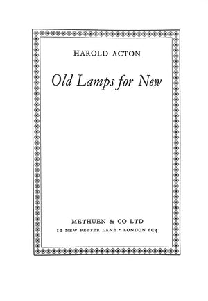 "Old Lamps For New" 1965 ACTON, Harold