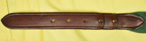 Hand-Needlepoint Martini w/ Olives Motif Green Belt Sz: 36"W