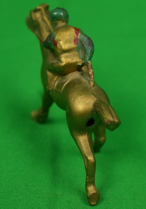 Brass Hand-Painted Jockey on Racehorse