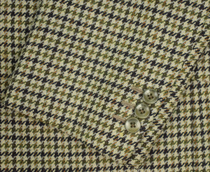 Chipp Olive Houndstooth Tweed c1987 Sport Jacket w/ Fox-Head Silk Lining Sz 41R