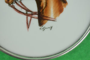 "Set of (3) Cyril Gorainoff Horse Head Milk Glass w/ Sterling Rim Coasters"