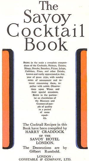 "The Savoy Cocktail Book" CRADDOCK, Harry