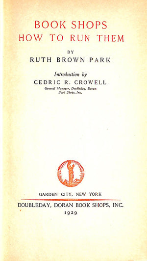 "Book Shops: How To Run Them" 1929 PARK, Ruth Brown