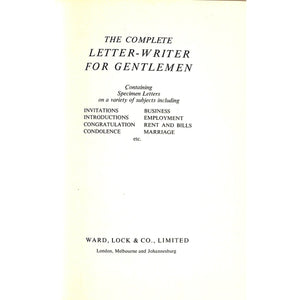 Complete Letter-writer for Gentlemen