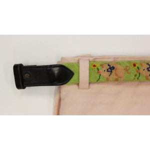 Custom Piglet & Strawberry Needlepoint Belt Sz: 36"W (No Buckle)