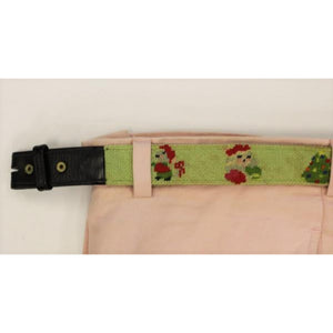 Santa & Wreath Hand-Needlepoint Belt Sz: 36"W