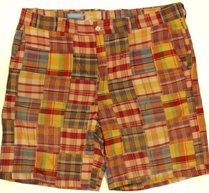 J. McLaughlin Patch Madras Plaid Shorts Sz: 38"W
