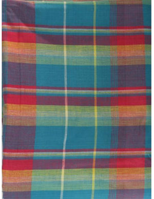 Turq/ Hot Pink/& Orange India Madras Plaid Cloth Fabric