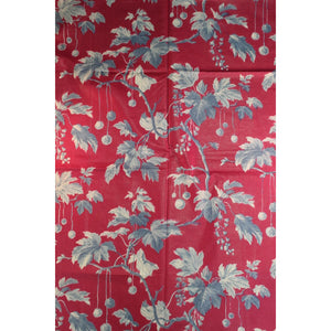 Fuchsia Fabric w/ Light Blue Leaflet Pattern