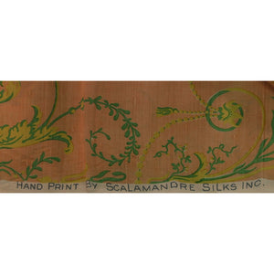Scalamandre Melon Silk Fabric w/ Green & Blue Floral Print