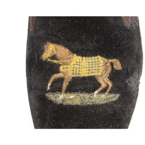 Stubbs & Wootton Tattersall Horse Blanket Black Velvet Slippers Sz: 12