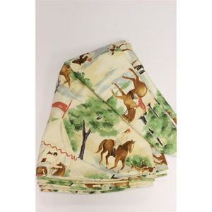 Custom Tablecloth Twill Fabric w/ Horses and Hounds